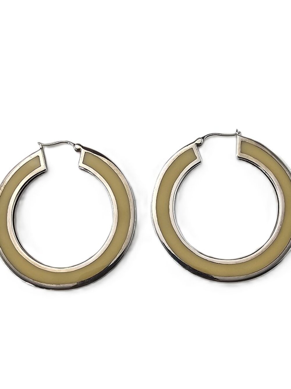 Miriam Salat Sterling Silver White Topaz Hoop Earrings #26134